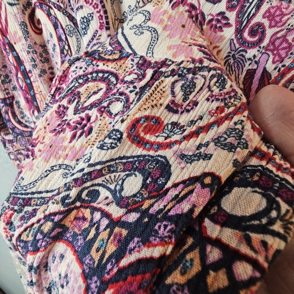 KNOX ROSE Floral Gauze Midi Dress Sz XS Peasant Tiered Boho Cottagecore  Paisley - Picture 8 of 9